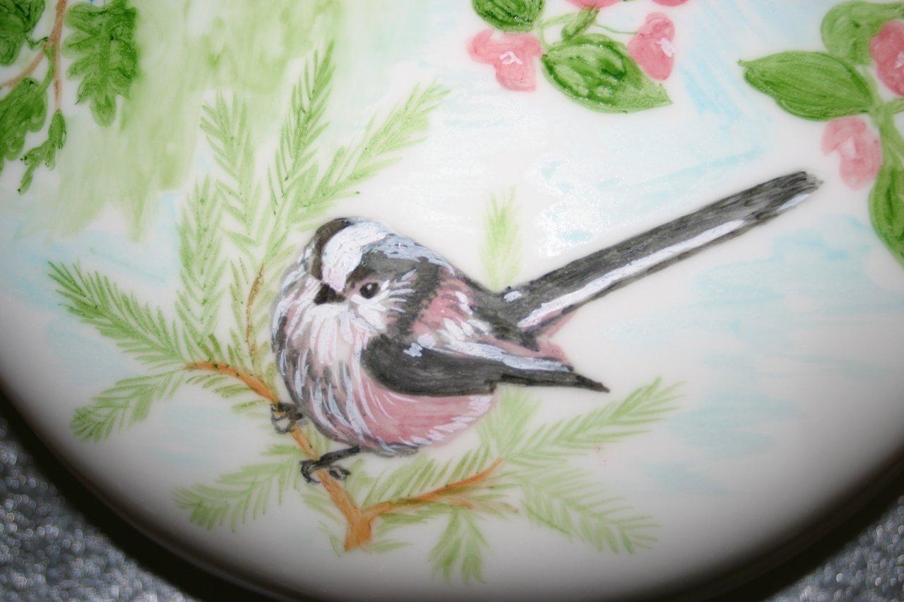 unique hand painted long tail tit cake